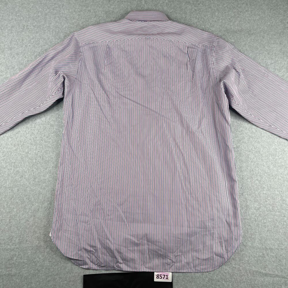 Thomas Pink Shirt 16 Red White Blue Striped French Cuff Button Up Long Sleeve - Picture 5 of 10